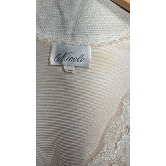 Vintage deadstock Nicole Womens Full Length Blush Nylon Belted Robe Sz SP Lace - Picture 7 of 9